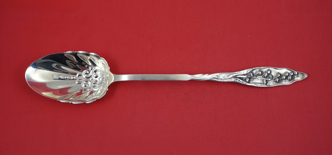 Sterling Silver Serving Spoon Whiting Lily of the Valley Pattern 12 1/4 Inch: Sterling Silver Serving Spoon Whiting Lily of the Valley Pattern 12 1/4 Inch This is a sterling silver platter serving spoon in the Lily of the Valley pattern by Whiting. Crafted in the United States 