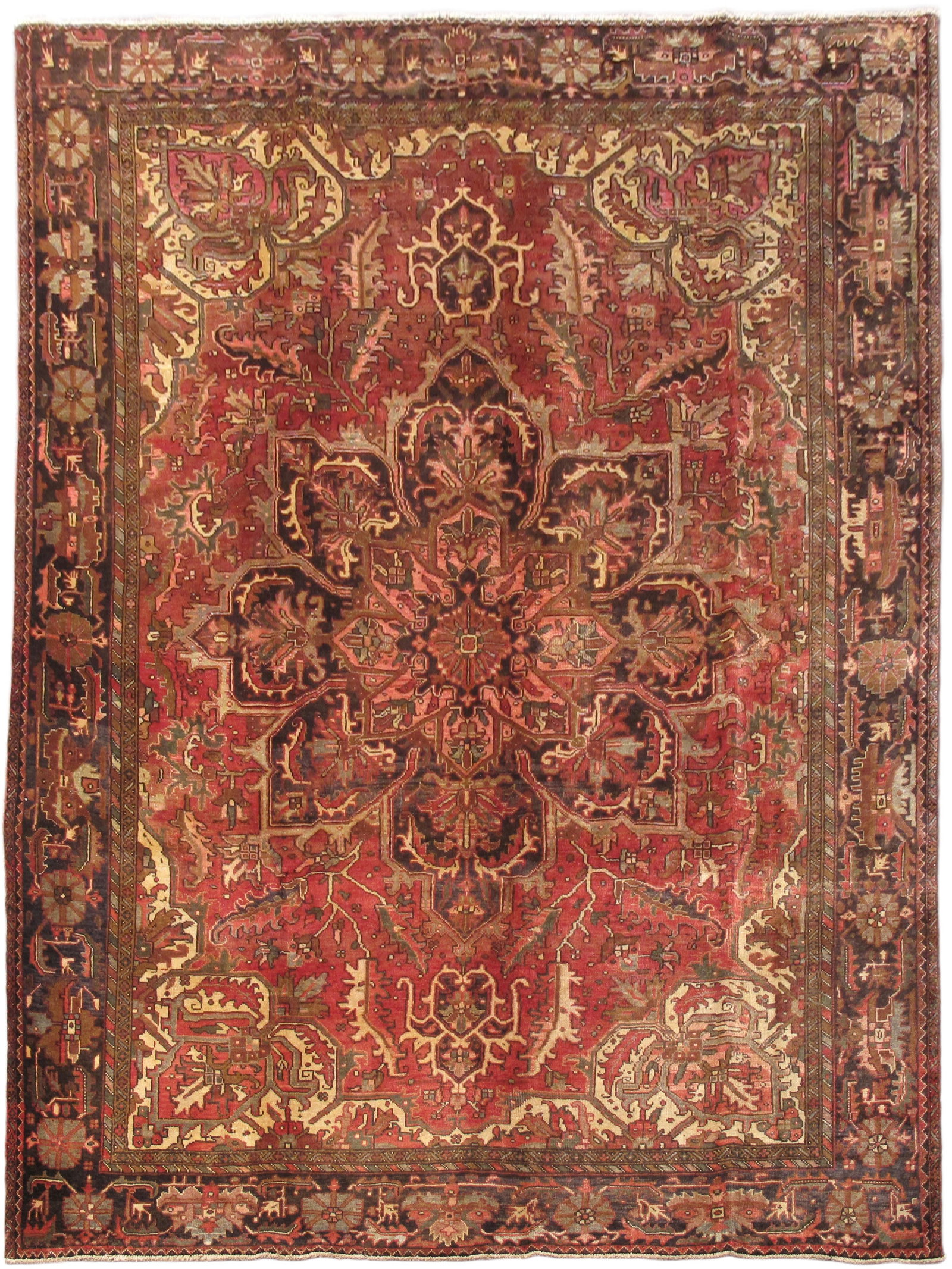 Handcrafted Persian Heriz Sherabian Rug 9'4 x 12'9 Silk-like Pile: Handcrafted Persian Heriz Sherabian Rug 9'4 x 12'9 Silk-like Pile Free continental US Shipping Experience the beauty of Persian craftsmanship with this handcrafted Heriz Sherabian rug. Featuring tradi