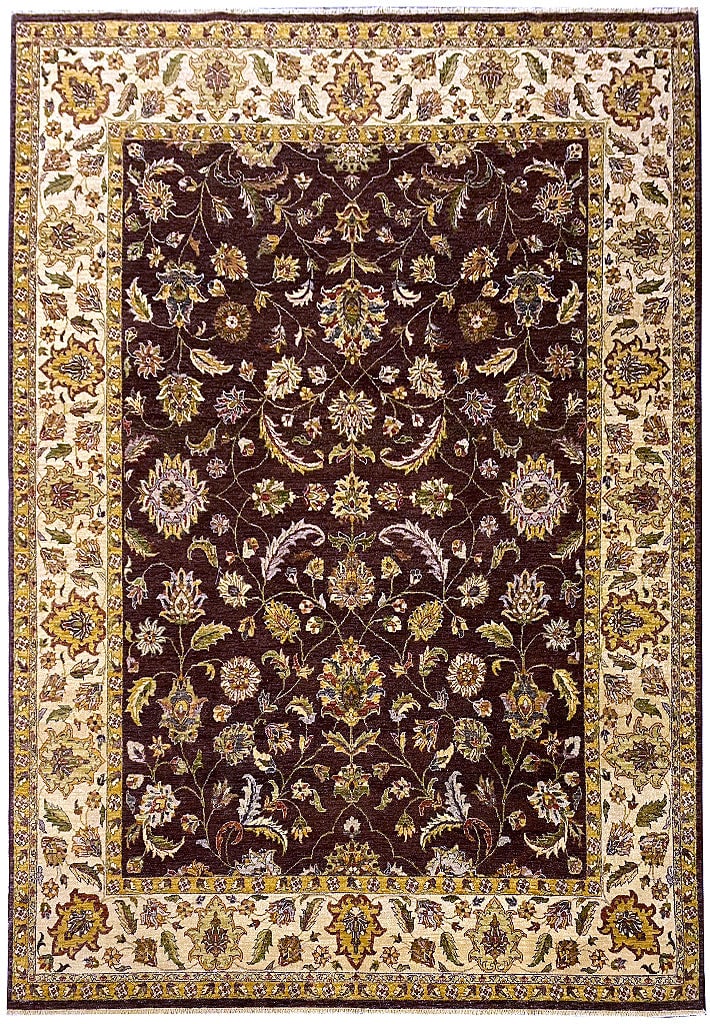 Handmade 8 x 10 Ziglar Rug Natural Wool Brown Burgundy Green: Handmade 8 x 10 Ziglar Rug Natural Wool Brown Burgundy Green Free continental US Shipping Introducing the 8' x 10' Natural Quality Handmade Ziglar Rug, a sophisticated enhancement for any home. This a