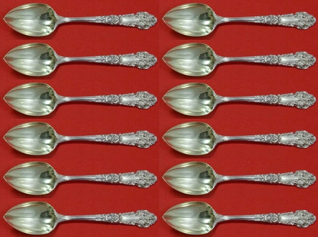 Reed & Barton French Renaissance Sterling Silver Grapefruit Spoon Set 12 pcs: Reed & Barton French Renaissance Sterling Silver Grapefruit Spoon Set 12 pcs Enhance your dining experience with this exquisite 12-piece set of Sterling Silver Grapefruit Spoons from the renowned Fren