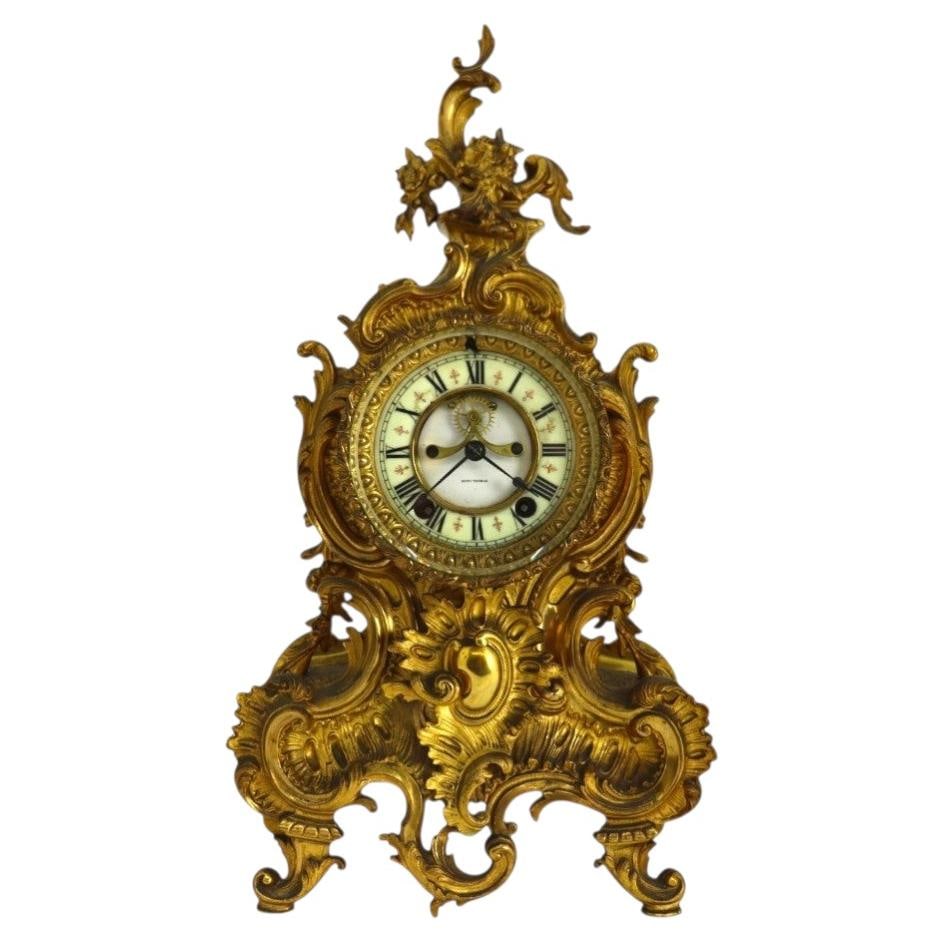 Seth Thomas gilt bronze Louis XIV mantle clock open escapement c1900 (1 of 17)