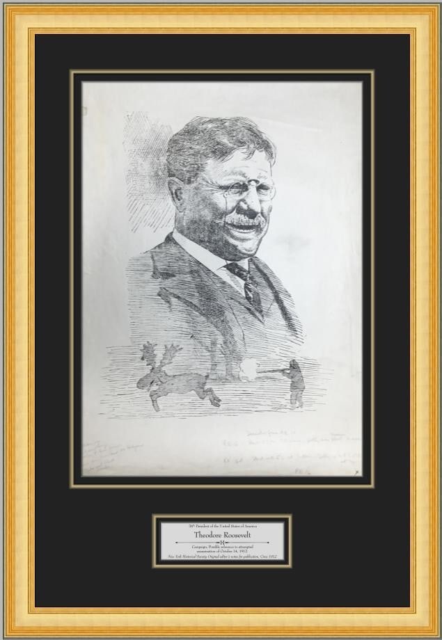 Framed 1902 Editorial Proofs on Theodore Roosevelt with Handwritten Publication Notes: Framed 1902 Editorial Proofs on Theodore Roosevelt with Handwritten Publication Notes This is an original publication proof from 1902 featuring editor's handwritten notes and production directions rel