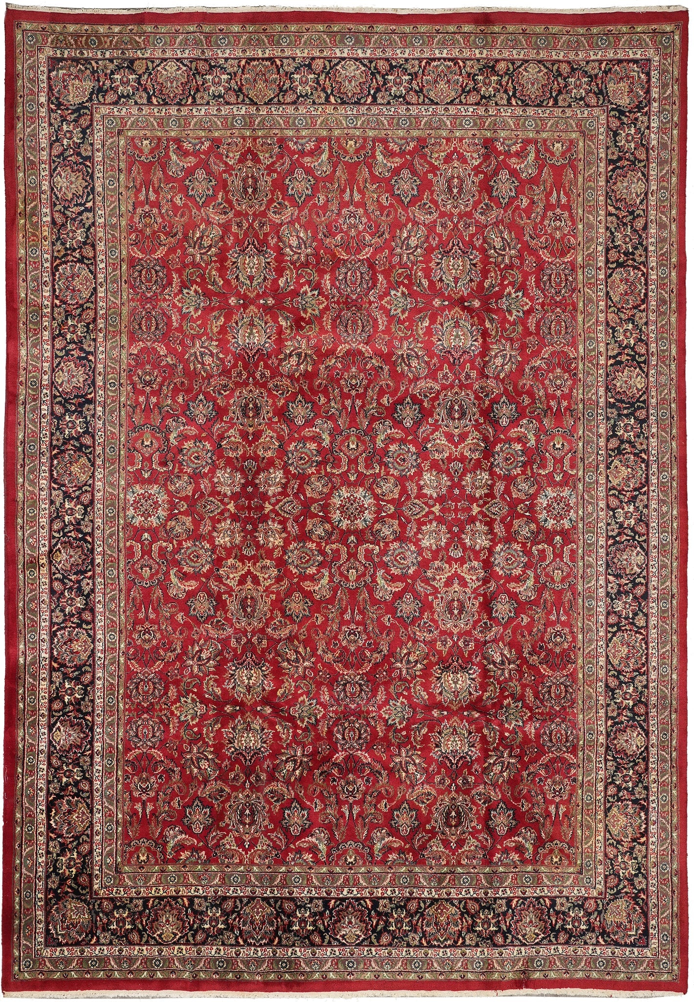 9 x 11.7 Handmade Jaipur Chobi Peshawar Wool Area Rug: 9 x 11.7 Handmade Jaipur Chobi Peshawar Wool Area Rug Free continental US Shipping This handmade Jaipur area rug features a classic Chobi Peshawar design with delicate floral motifs, flowing vines, an