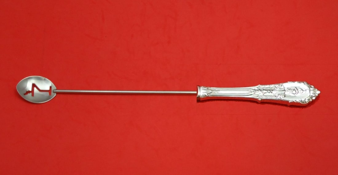 Wallace Rose Point Sterling Silver Martini Spoon 11 1/4 Custom Made: Wallace Rose Point Sterling Silver Martini Spoon 11 1/4 Custom Made This exquisite martini spoon from Wallace features the elegant Rose Point pattern, crafted from high-quality sterling silver. With a