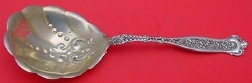 Whiting Dresden Sterling Silver Berry Spoon 7 3/4 Fancy Ruffled Edge (1 of 1)