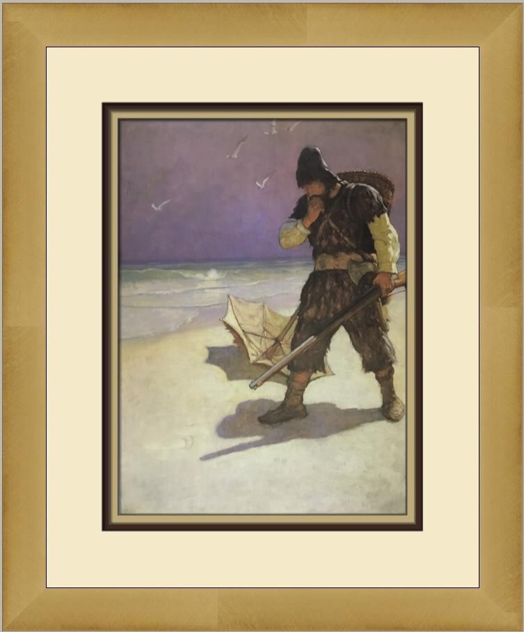 N C Wyeth Robinson Crusoe Custom Framed Print 16 x 14 Impressionism Art (1 of 2)