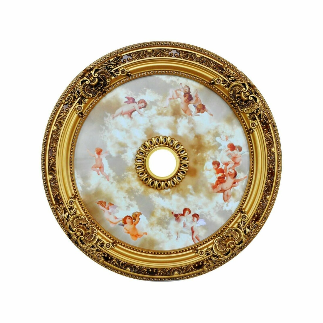 Artistry 36 Inch Round Ceiling Medallion Angels Clouds Antique Gold (1 of 2)