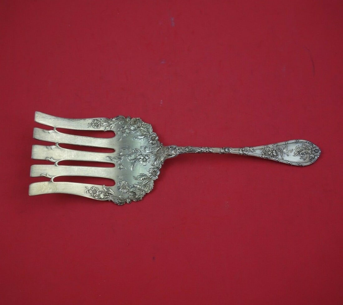 Durgin Dauphin Sterling Silver Asparagus Fork Vermeil 9 3/4 Inch: Durgin Dauphin Sterling Silver Asparagus Fork Vermeil 9 3/4 Inch This exquisite serving fork is crafted from sterling silver and features the elegant Dauphin pattern by Durgin-Gorham. Measuring 9 3/4 