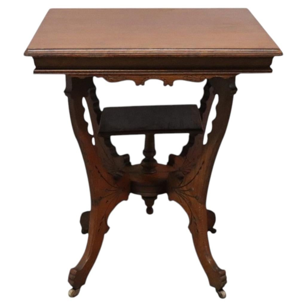c1920 Oak Side Table Attributed to RJ Horner with Casters (1 of 11)