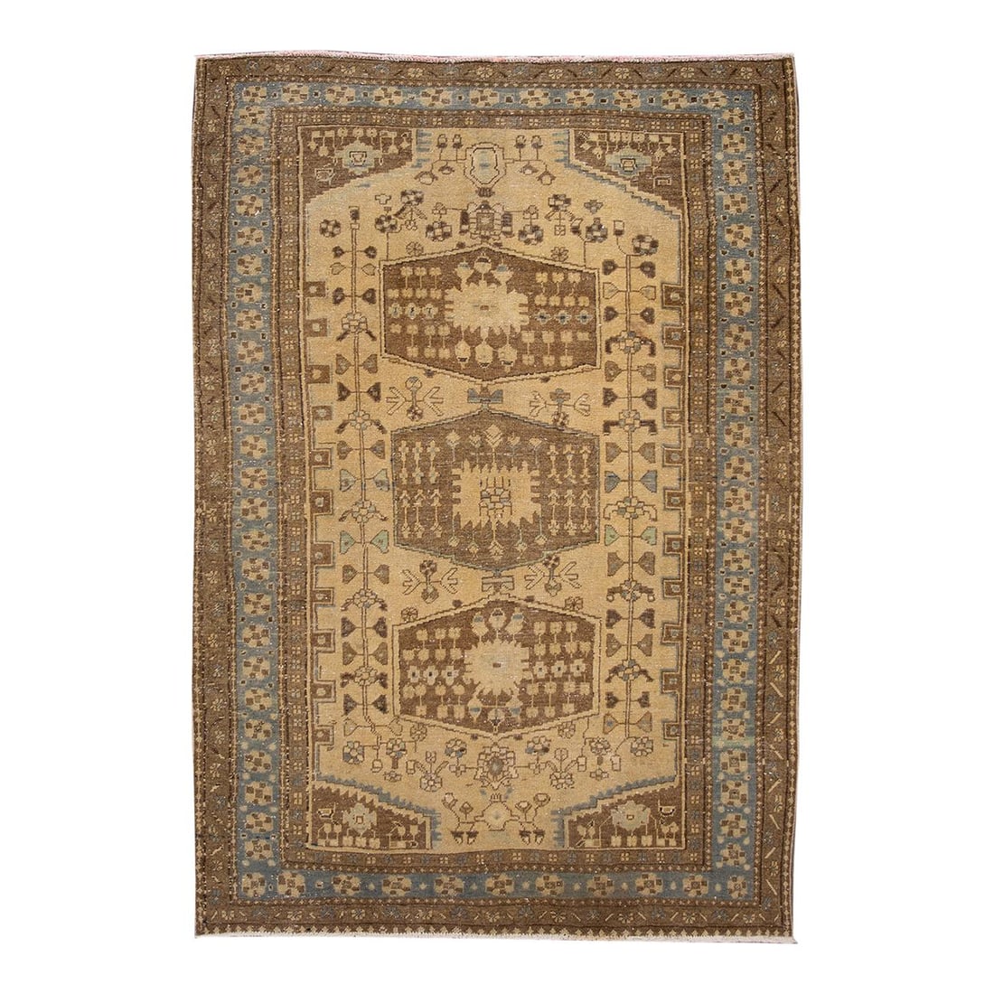 Vintage Persian Tabriz Handmade Wool Medallion Rug Beige 6'5 x 9'8: Vintage Persian Tabriz Handmade Wool Medallion Rug Beige 6'5 x 9'8 Discover this exquisite vintage Persian Tabriz rug, meticulously hand-knotted from high-quality wool. Featuring a serene beige field,