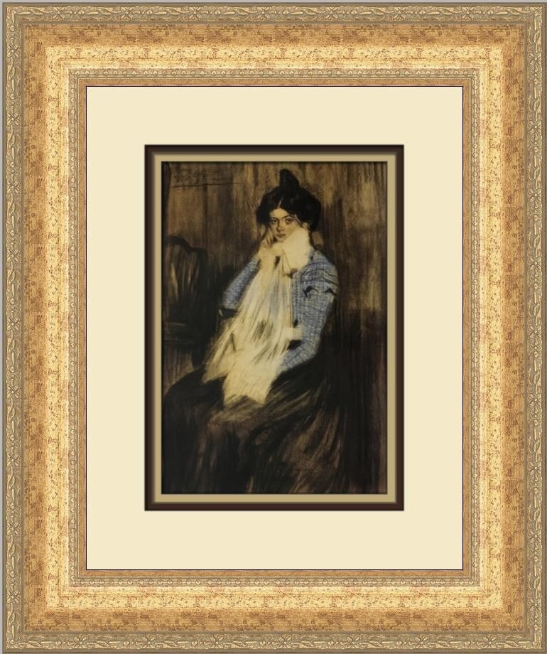 Pablo Picasso Portrait of Lola Custom Framed Art Print 18x15: Pablo Picasso Portrait of Lola Custom Framed Art Print 18x15 This exquisite custom framed print features Pablo Picasso's iconic work, "Portrait of Lola." Measuring 18 in x 15 in overall, the print its