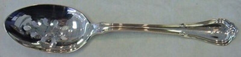 Gorham Villa Norfolk Sterling Silver Slotted Spoon 8 3/8 Inch Monogrammed: Gorham Villa Norfolk Sterling Silver Slotted Spoon 8 3/8 Inch Monogrammed This exquisite serving spoon is a stunning example of the Villa Norfolk pattern by Gorham, crafted from high-quality sterling 