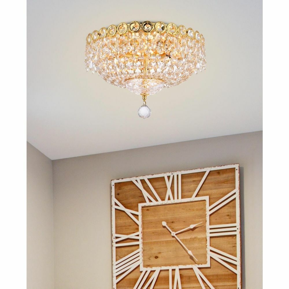 Century 14 in Gold Crystal Flush Mount Ceiling Light (1 of 8)