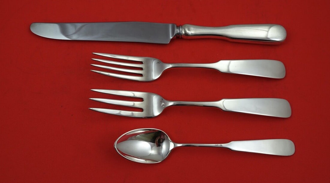 Erickson Silver Chino Sterling Silver 4-Piece Place Setting: Erickson Silver Chino Sterling Silver 4-Piece Place Setting Enhance your dining experience with this exquisite 4-piece dinner place setting in the Chino pattern by Erickson Silver. Crafted from high-q