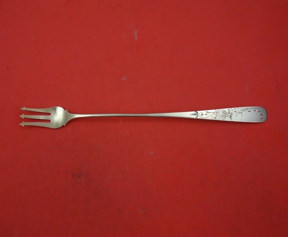 Antique Lily Engraved Sterling Silver 9 Inch Pickle Fork 3-Tine (1 of 3)