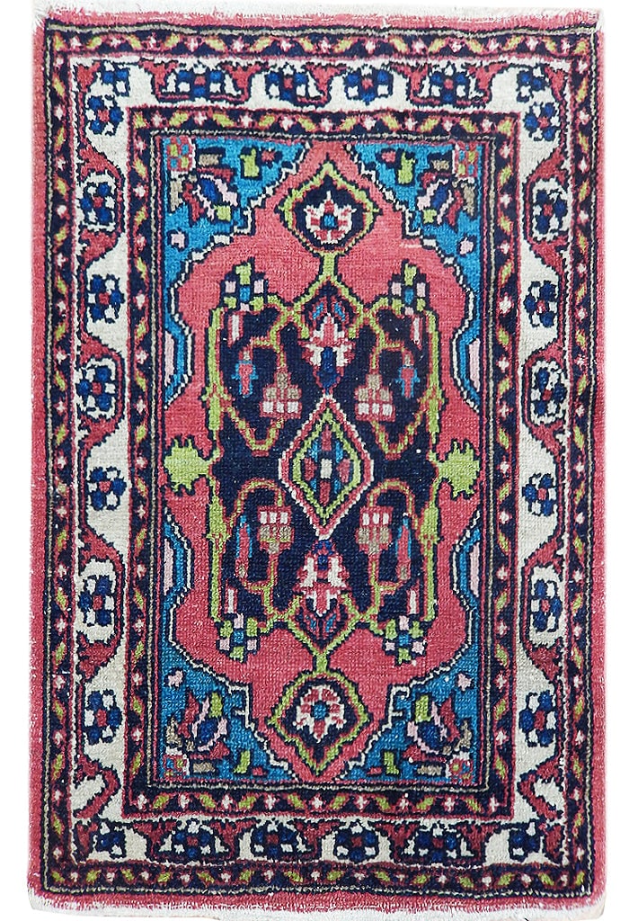 Hand-knotted 2' x 2' 6" Salmon Antique Persian Area Rug: Hand-knotted 2' x 2' 6" Salmon Antique Persian Area Rug Free continental US Shipping Discover the beauty of this exquisite hand-knotted Antique Persian Area Rug in a charming salmon hue. Meticulously 