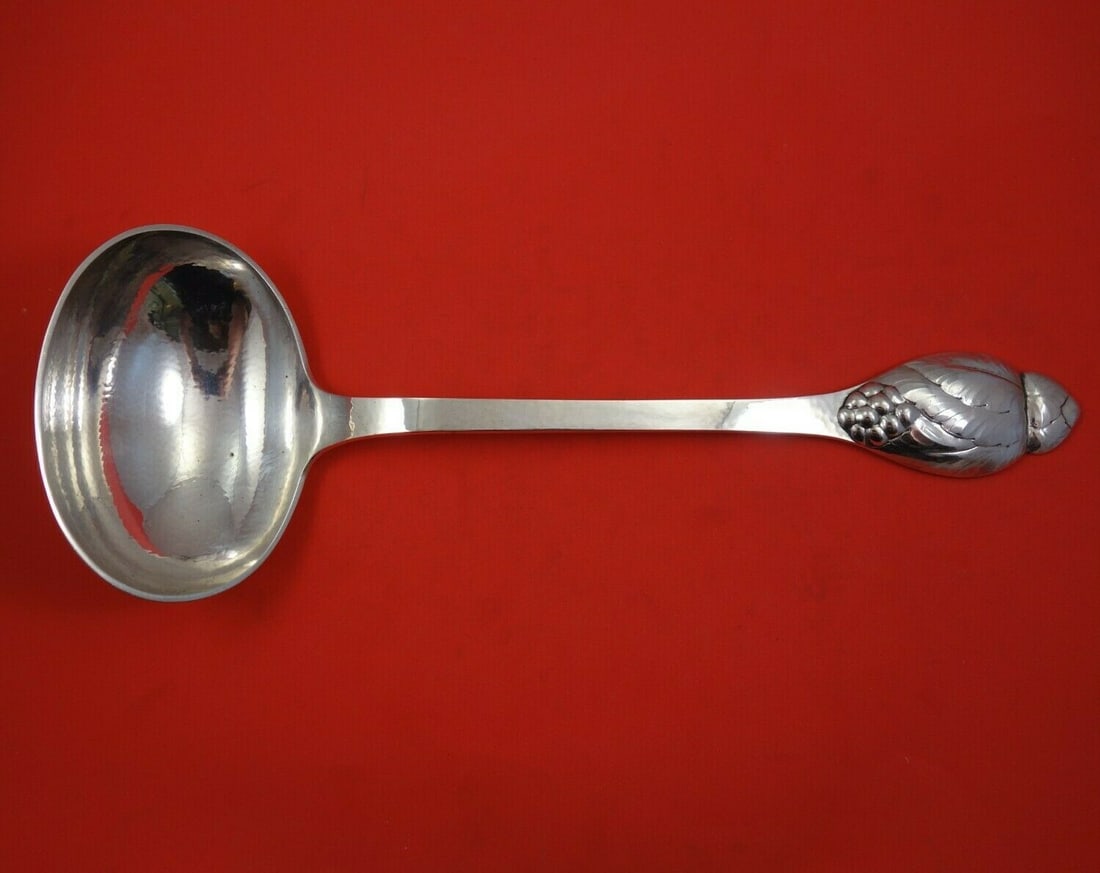 Evald Nielsen Number 6 Blossom sterling silver 14 inch soup ladle (1 of 3)
