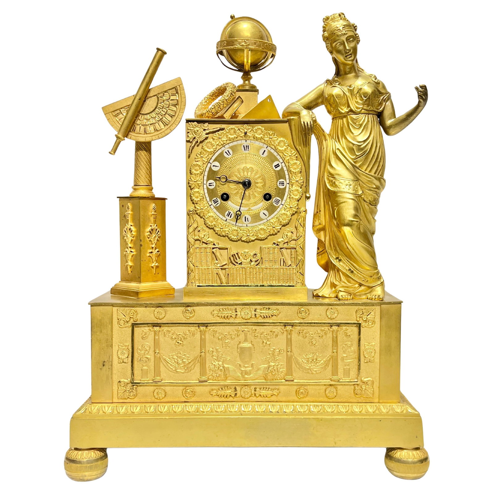 Empire Ormolu Bronze Mantel Clock Urania Astronomy Allegory (1 of 16)