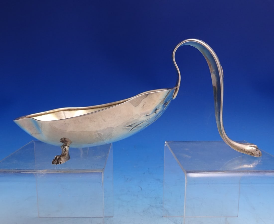 Shiebler Sterling Bonbonniere Spoon with 14k Gold Poppies and Applied Silver: Shiebler Sterling Bonbonniere Spoon with 14k Gold Poppies and Applied Silver This exceptional Shiebler bonbonniere spoon is crafted in sterling silver and features mixed metals, including 14k gold pop