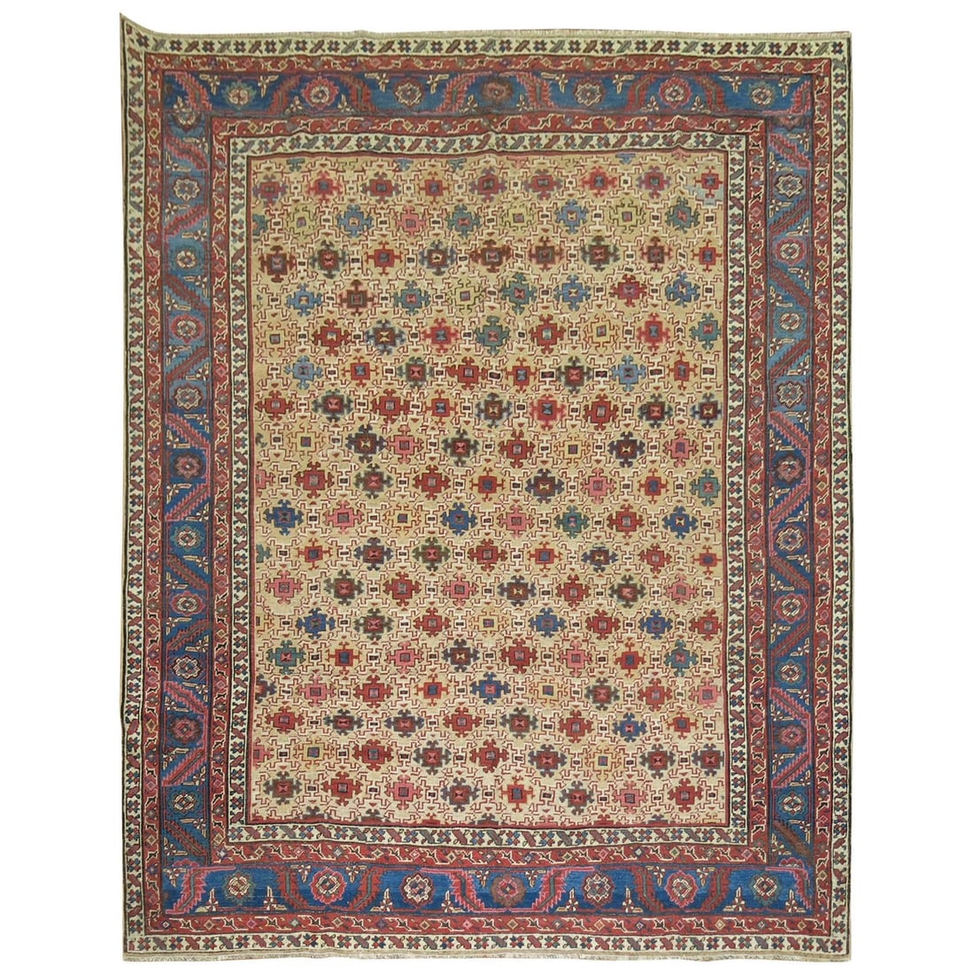 Antique Bakshaish Square Wool Rug 7' x 8'2'' circa 1900 (1 of 9)