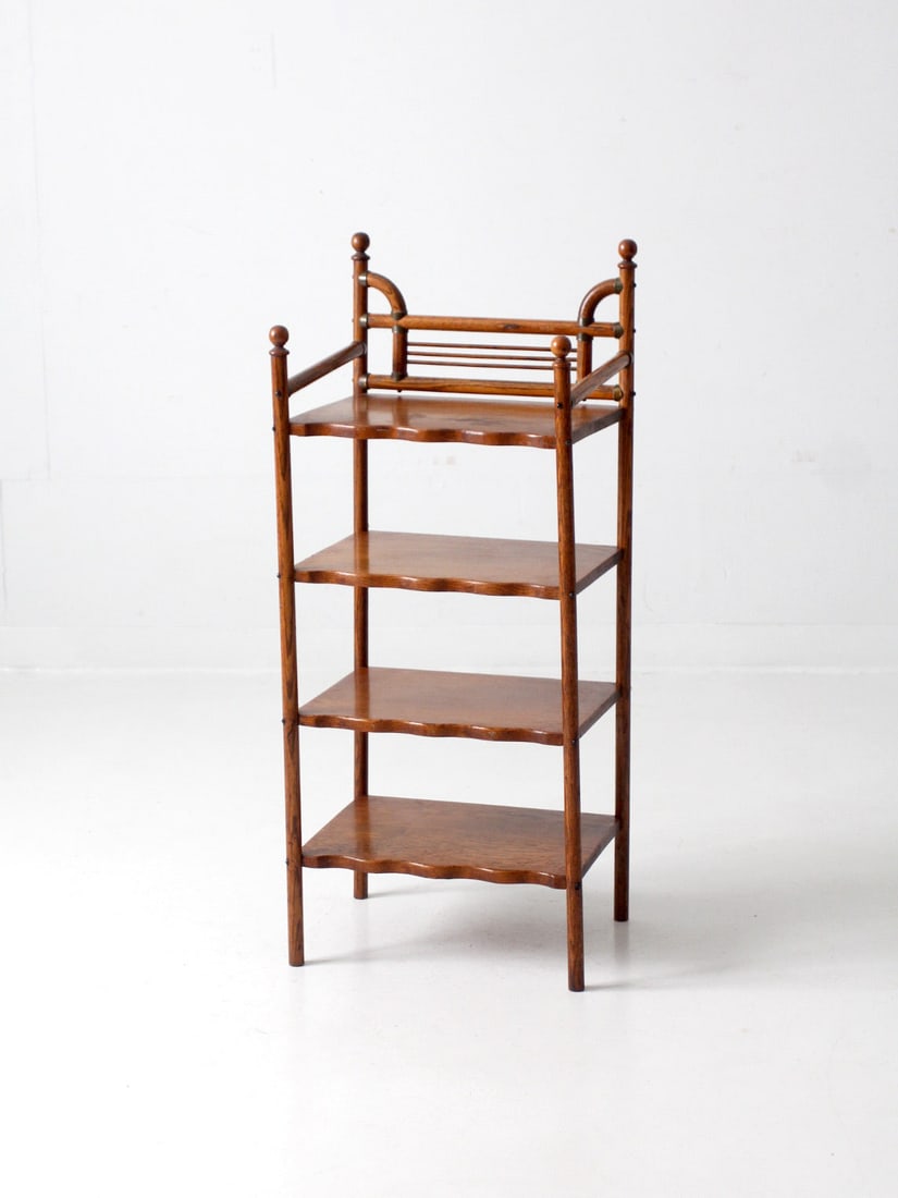 Victorian Antique Etagere Stand with Scalloped Shelves and Brass Accents (1 of 15)