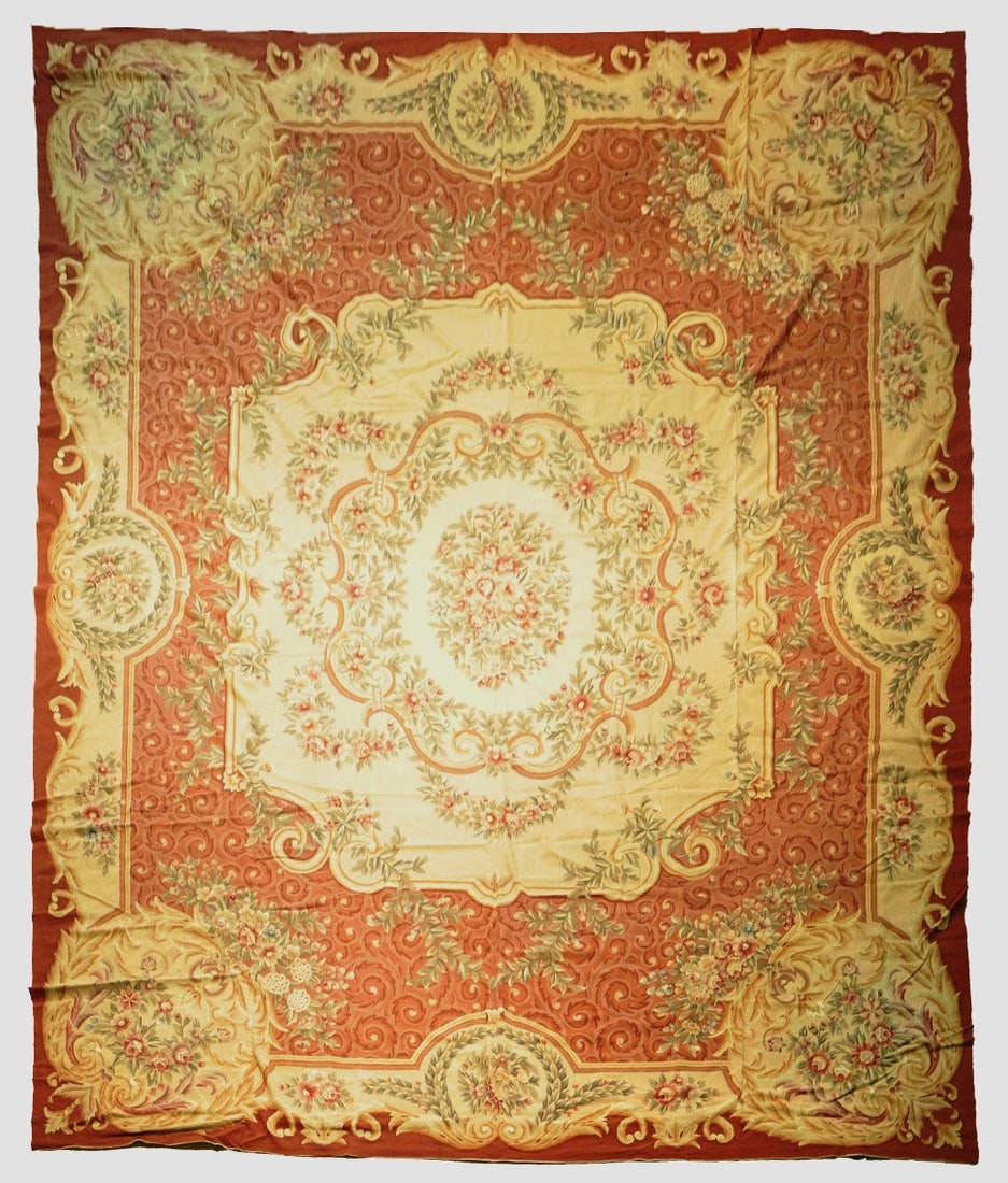 Beige Aubusson Design Needlepoint Hand-Woven Area Rug 11.8 x 14.7 Feet: Beige Aubusson Design Needlepoint Hand-Woven Area Rug 11.8 x 14.7 Feet Free continental US Shipping Discover the elegance of this 11.8 x 14.7 beige Aubusson design needlepoint hand-woven rug, meticulo