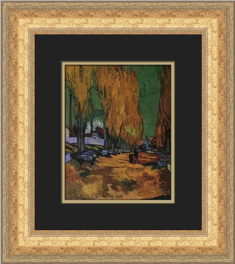 Vincent Van Gogh The Alley of Les Alyscamps Custom Framed Print 19x16: Vincent Van Gogh The Alley of Les Alyscamps Custom Framed Print 19x16 This custom framed print features Vincent Van Gogh's renowned artwork, "The Alley of Les Alyscamps," showcasing a beautiful blend 