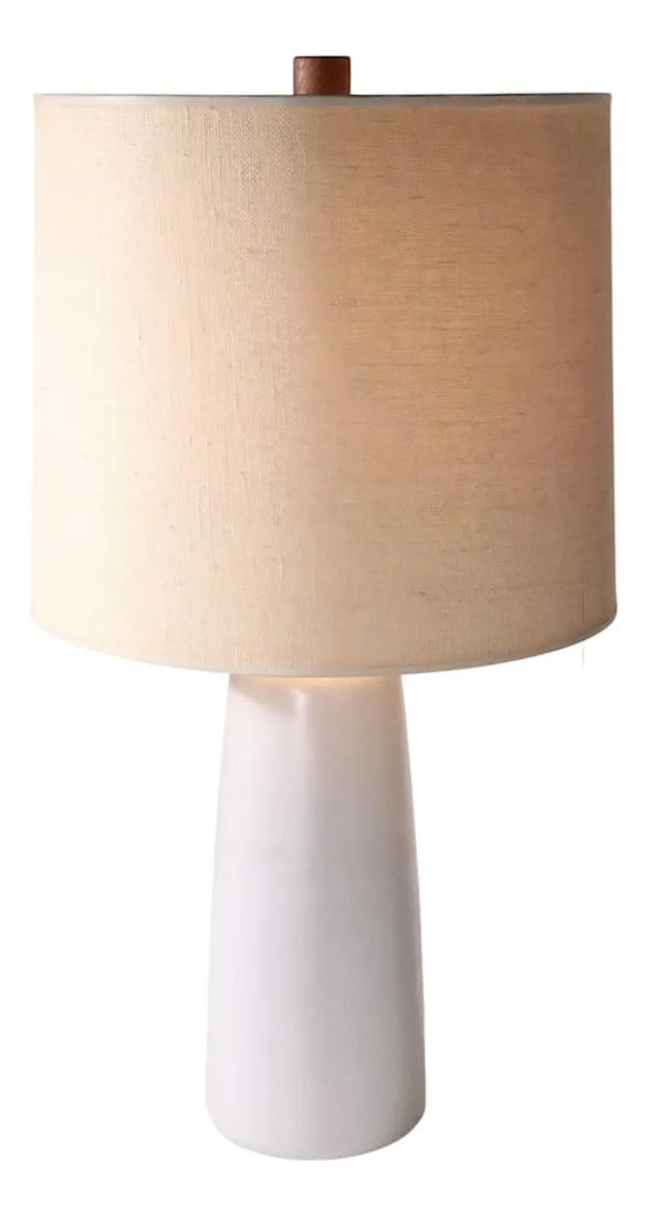 Martz Ceramic Table Lamp with Teak Finial and Shade (1 of 10)