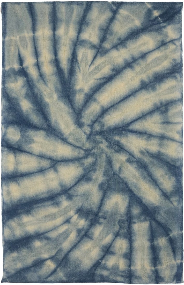 Modern Abstract Hand-Tufted Wool Area Rug 5x8 Navy Blue Rectangle: Modern Abstract Hand-Tufted Wool Area Rug 5x8 Navy Blue Rectangle This hand-tufted area rug features a modern abstract tie-dye pattern in navy blue, designed to enhance entryways, foyers, kids' rooms,