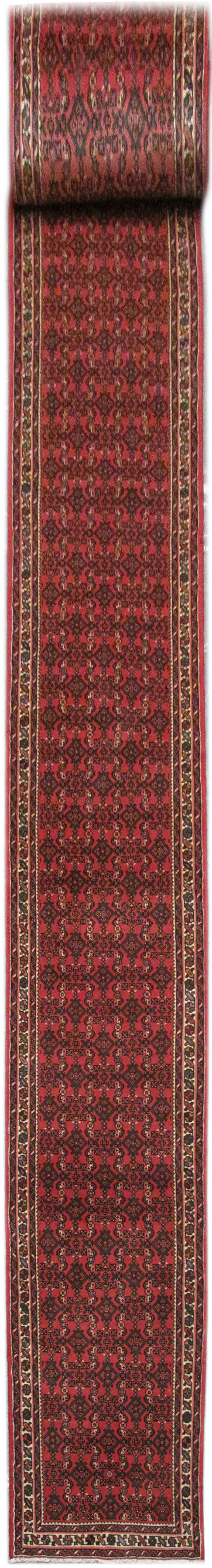 29' Persian Herati Huseinabad Long Runner Rug: 29' Persian Herati Huseinabad Long Runner Rug Free continental US Shipping Enhance your space with this exquisite 29-foot long Persian Herati Huseinabad runner. Featuring a stunning design that showca