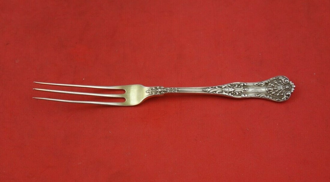 Dominick & Haff New King Sterling Silver Fork 5 Vintage: Dominick & Haff New King Sterling Silver Fork 5 Vintage This vintage 5" strawberry fork is crafted from high-quality sterling silver and features the elegant New King pattern by Dominick & Haff. Each 