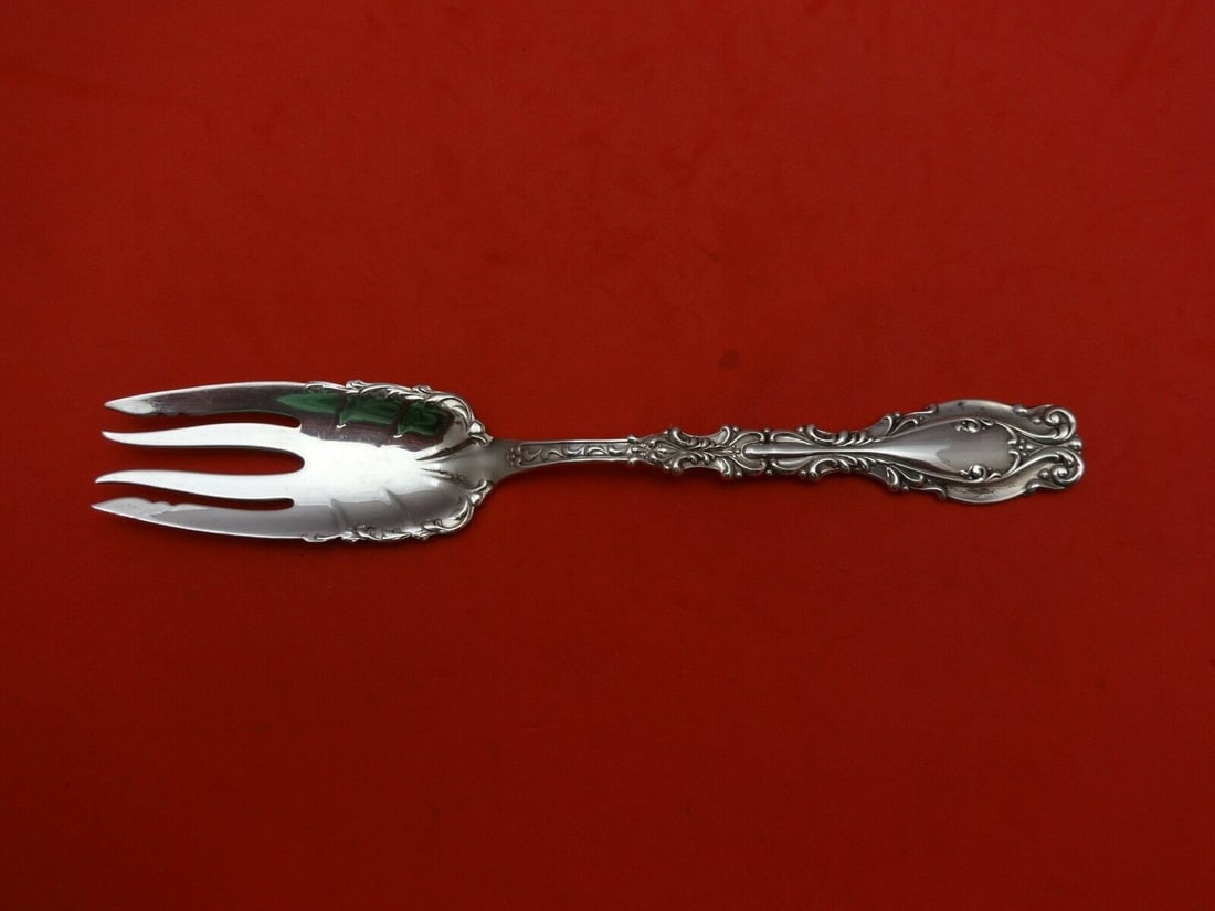 Rare Josephine Sterling Silver Salad Fork by Frank Whiting 6 5/8": Rare Josephine Sterling Silver Salad Fork by Frank Whiting 6 5/8" This exquisite salad fork from the Josephine pattern by Frank Whiting showcases applied lacing and is crafted from high-quality sterli