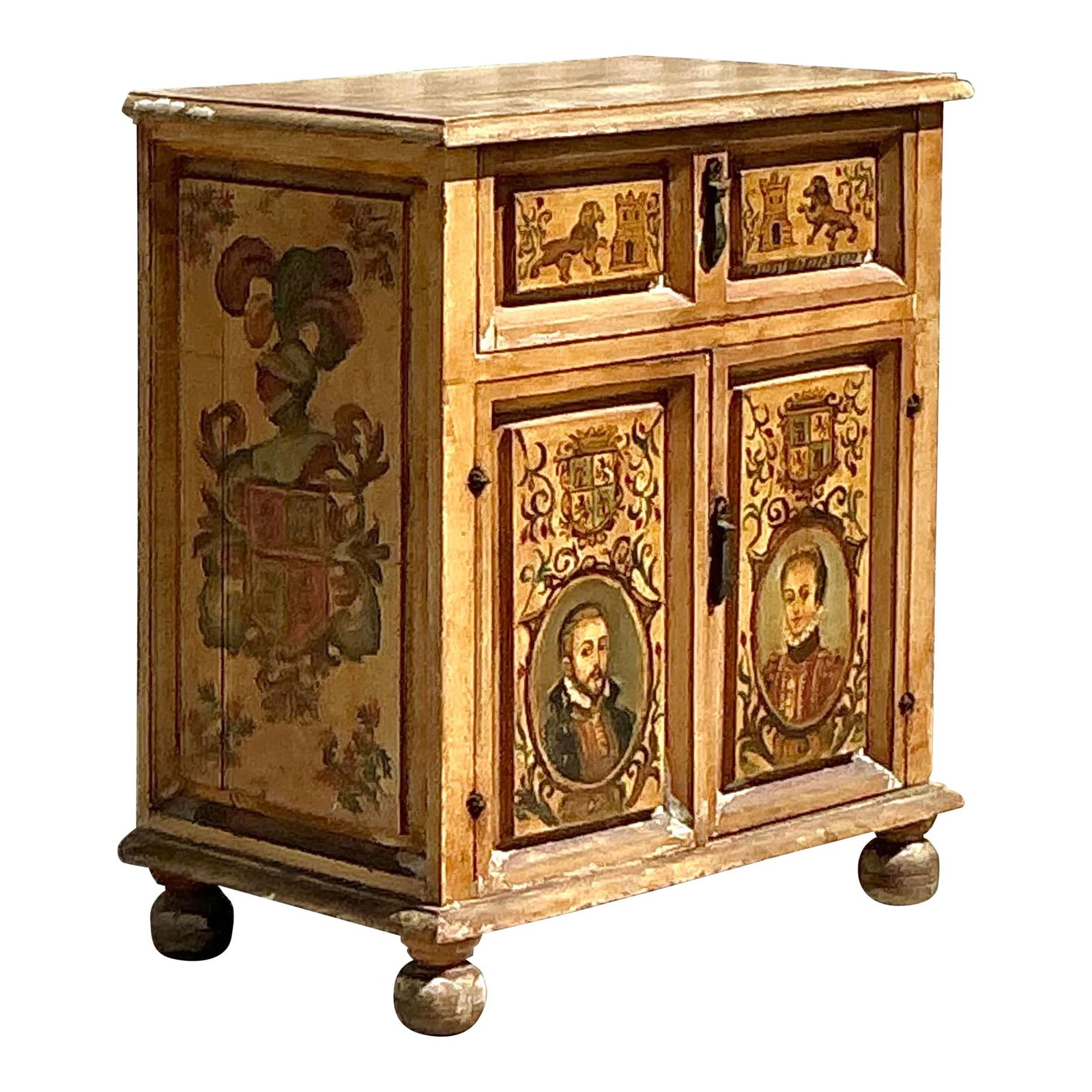 19th Century Vintage Italian Hand-Painted Cabinet Sand Wood: 19th Century Vintage Italian Hand-Painted Cabinet Sand Wood Discover the exquisite beauty of this Vintage Italian 19th Century Hand-Painted Cabinet, a remarkable piece that embodies historical artistr