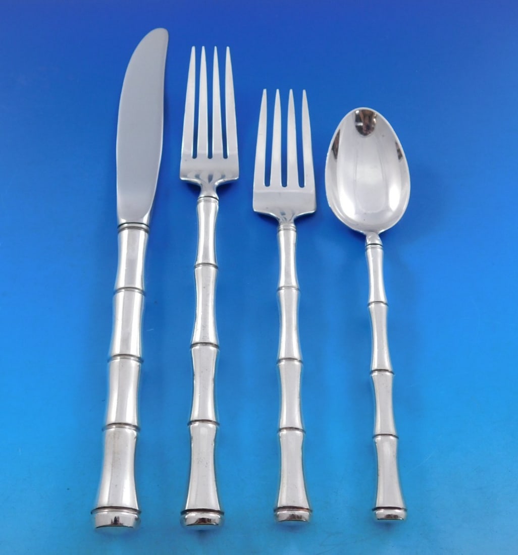 Towle Mandarin Sterling Silver Flatware 32 Piece Service Bamboo Handle: Towle Mandarin Sterling Silver Flatware 32 Piece Service Bamboo Handle This Towle "Mandarin" sterling silver flatware set consists of 32 pieces, each featuring a hollow, shaped, bamboo-style handle. T