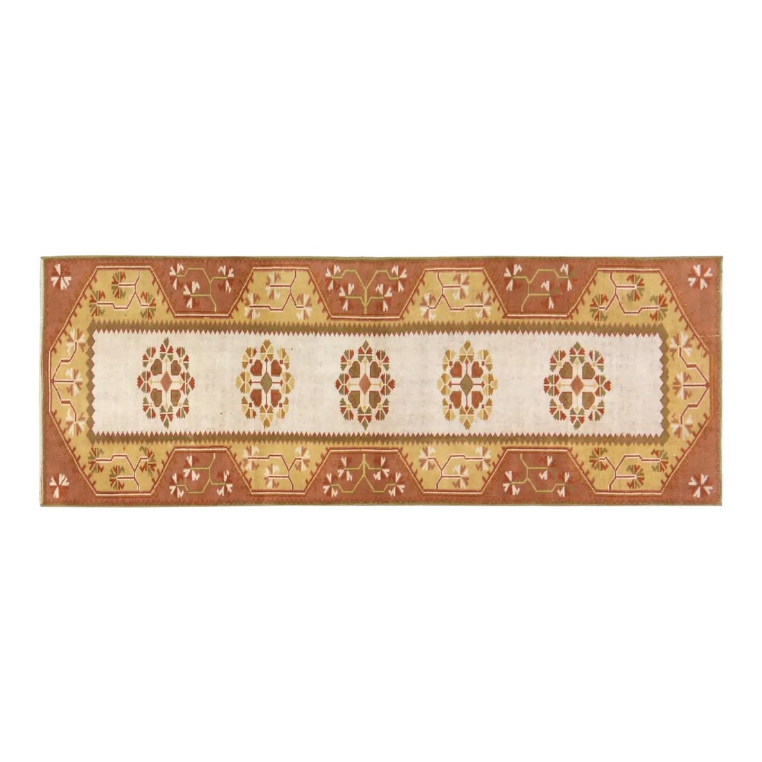Turkish Anatolian Wool Runner Rug Hand Knotted 2'7" x 7'1" Vintage: Turkish Anatolian Wool Runner Rug Hand Knotted 2'7" x 7'1" Vintage This vintage Turkish Anatolian rug is hand-knotted from wool using traditional techniques, offering a blend of classic craftsmanship 