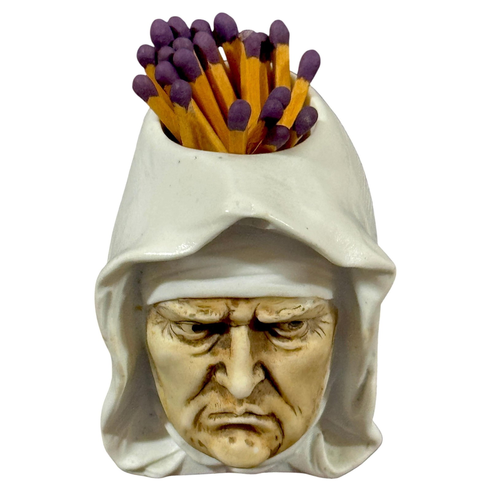 German Porcelain Match Holder Frowning Nun Belle Epoque Attributed Schafer & Vater (1 of 9)