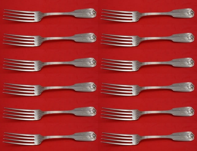 Towle Sterling Silver Benjamin Franklin Fork Set of 12 pcs 7 1/8 inches (1 of 4)