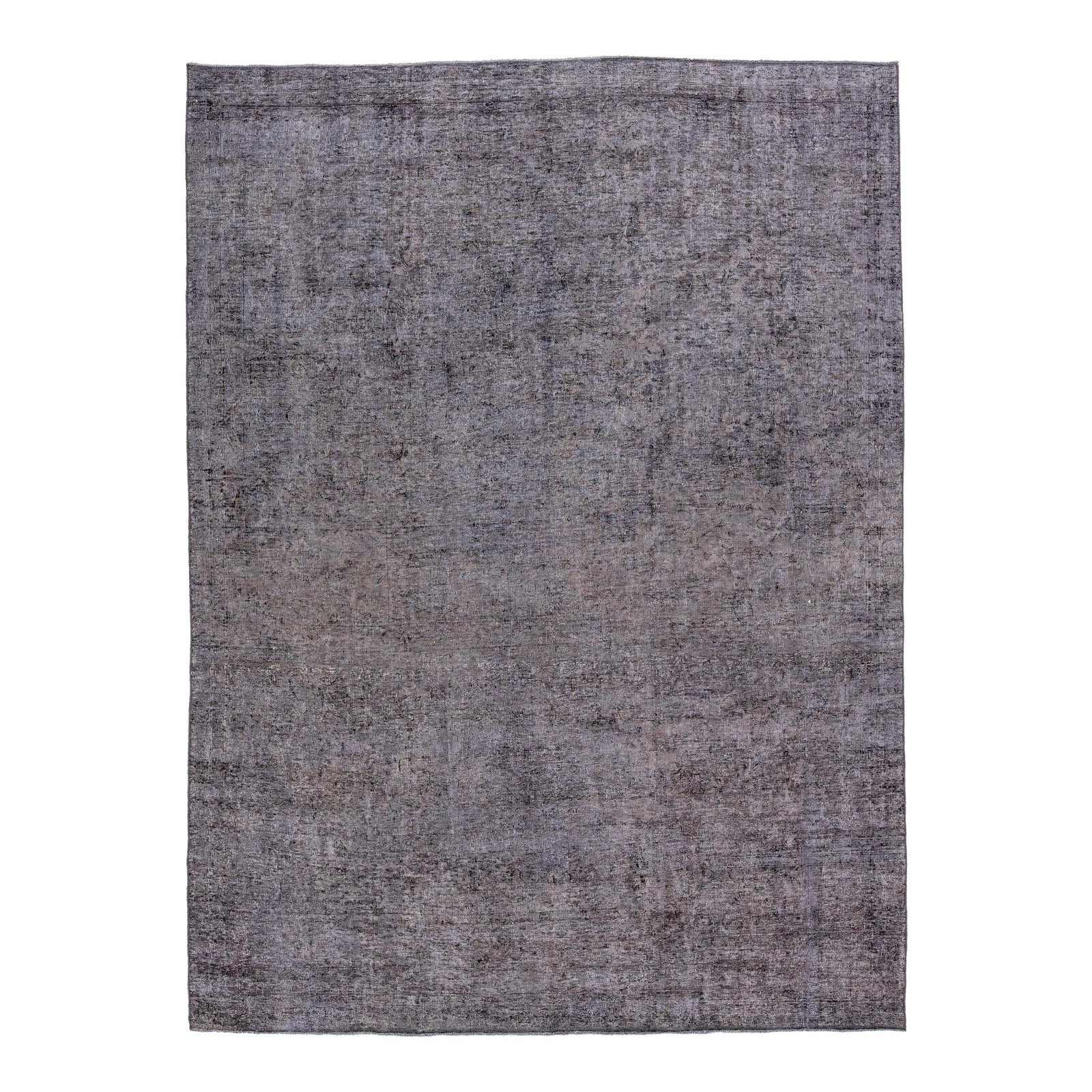 Vintage Persian Overdyed Gray Wool Rug 7'3 x 9'7 Handmade: Vintage Persian Overdyed Gray Wool Rug 7'3 x 9'7 Handmade Enhance your space with this exquisite Vintage Persian Overdyed Handmade Wool Rug. Featuring a stunning gray field interspersed with black acc