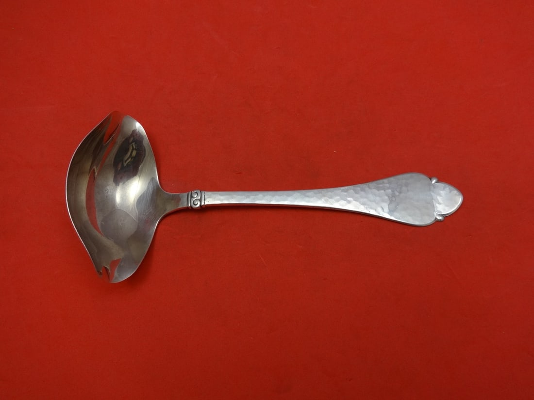 W&S Sorensen Bernstorff Sterling Silver Gravy Ladle Hand Hammered 6 7/8": W&S Sorensen Bernstorff Sterling Silver Gravy Ladle Hand Hammered 6 7/8" Discover the exquisite Bernstorff gravy ladle by W & S Sorensen, crafted from high-quality sterling silver. This hand-hammered 