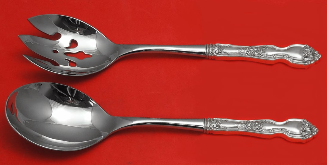 Wallace La Reine Sterling Silver Salad Serving Set 2 Piece Custom Made: Wallace La Reine Sterling Silver Salad Serving Set 2 Piece Custom Made Elevate your dining experience with this exquisite La Reine Salad Serving Set by Wallace. Crafted from sterling silver with hollo