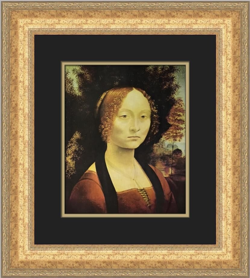 Leonardo Da Vinci Portrait of Ginevra De Benci Custom Framed Art Print (1 of 2)