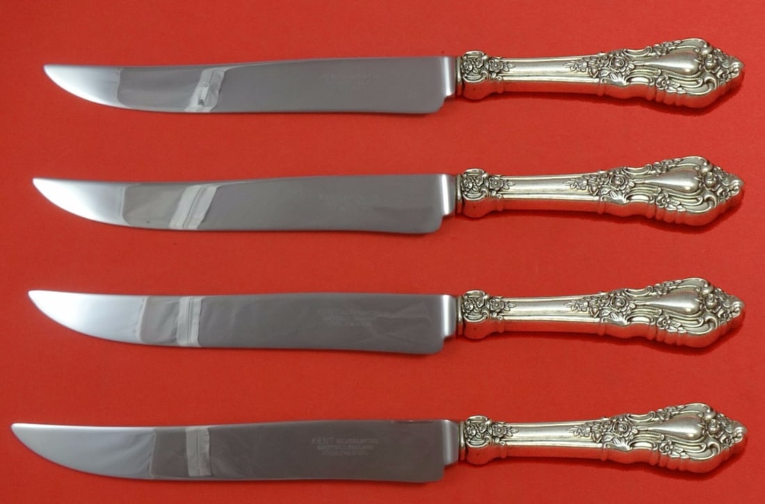Lunt Eloquence Sterling Silver Steak Knife Set 4pc Texas Sized (1 of 1)