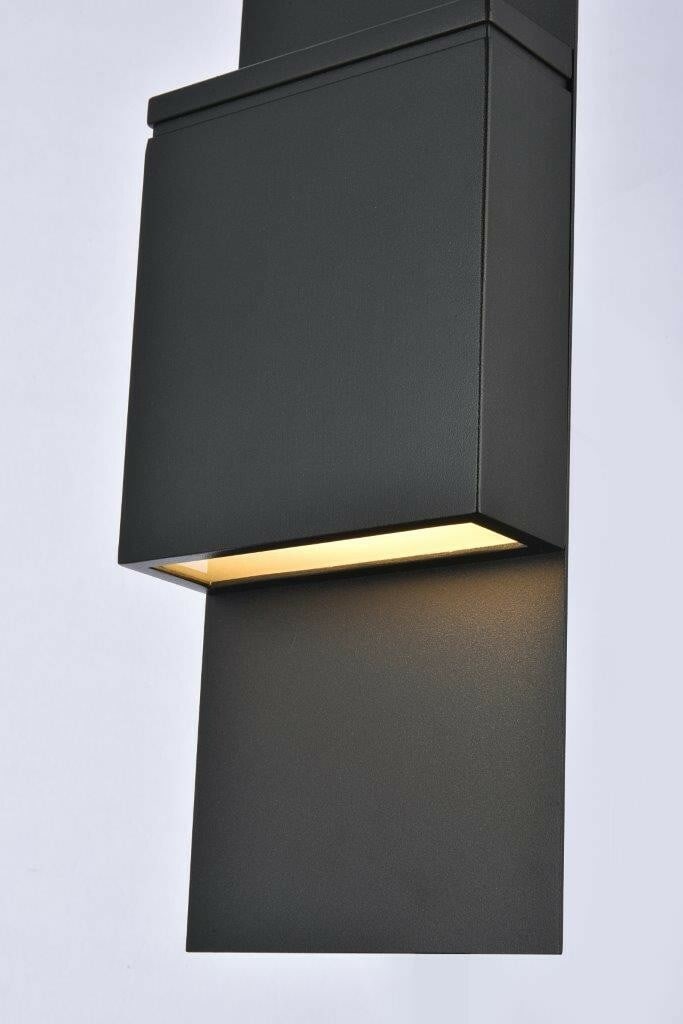 Living District Raine Black LED Outdoor Wall Lamp: Living District Raine Black LED Outdoor Wall Lamp This modern black outdoor wall sconce features an integrated LED light, ideal for illuminating porches, patios, walkways, yards, and gardens. Construc