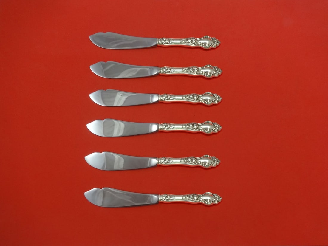 Wallace Violet Sterling Silver Hollow Handle Trout Knives 6 Piece 7 (1 of 1)