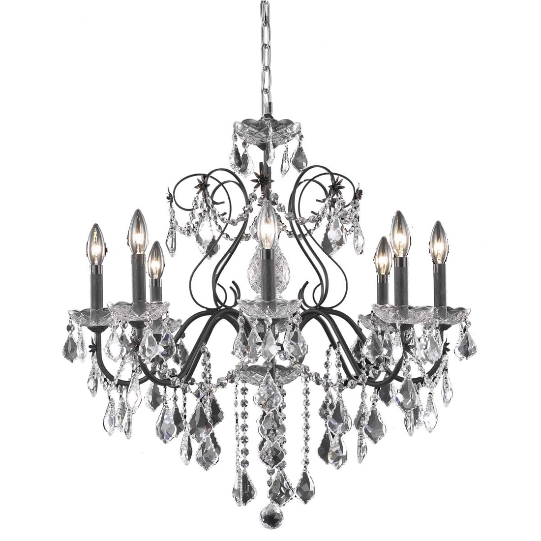 St Francis 8 Light Dark Bronze Crystal Chandelier: St Francis 8 Light Dark Bronze Crystal Chandelier This elegant 8-light chandelier features a dark bronze finish with French pendant crystals and clear glass elements, offering a sophisticated look in 