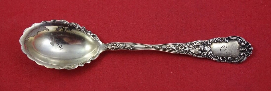 Dominick & Haff Cupid Sterling Silver Gold Washed Sugar Spoon 6 Inch: Dominick & Haff Cupid Sterling Silver Gold Washed Sugar Spoon 6 Inch This exquisite sugar spoon is part of the Cupid pattern by Dominick & Haff, showcasing the elegance of 19th-century craftsmanship. 