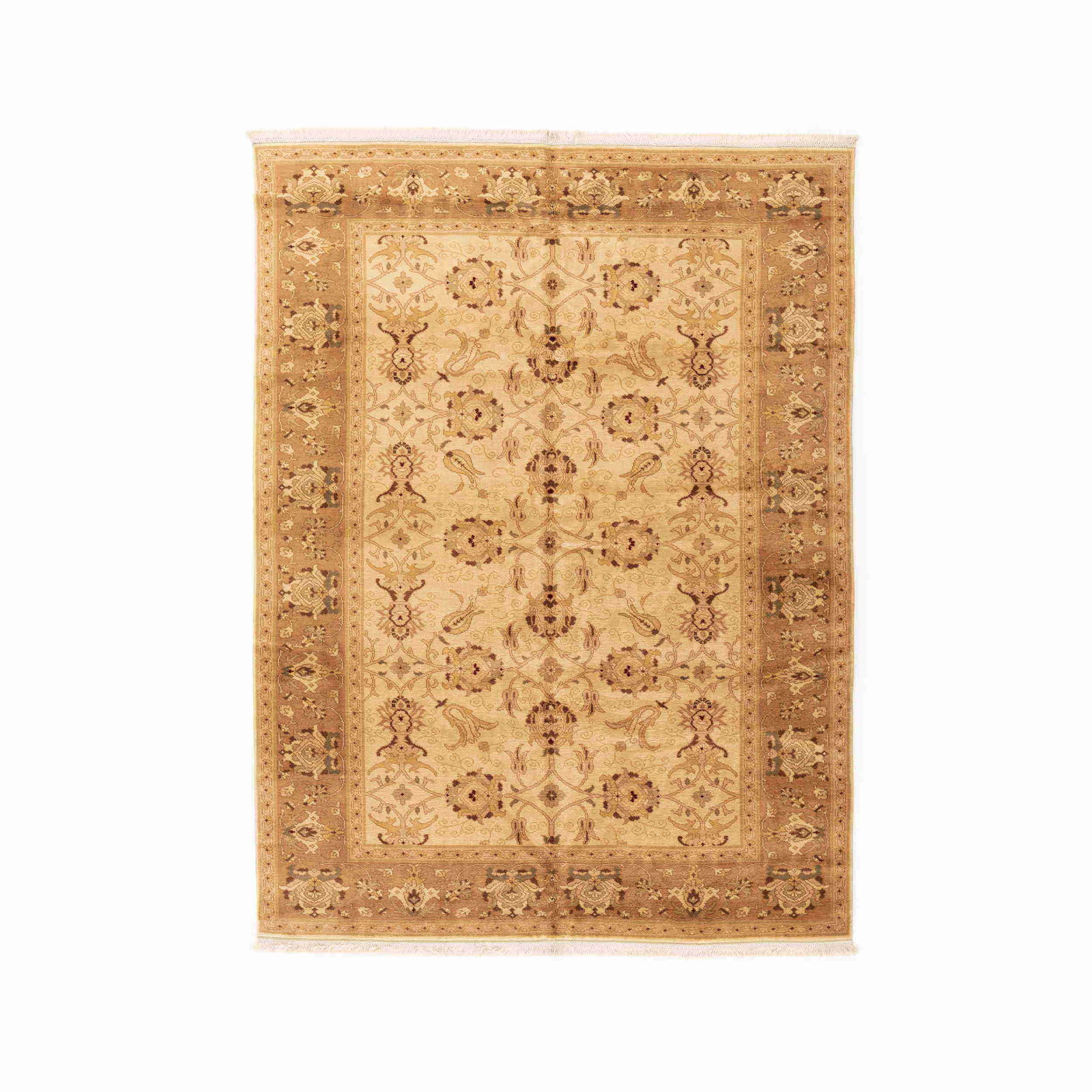 Authentic Handmade Usak Wool Carpet 79.1 x 104.3 Double Knots: Authentic Handmade Usak Wool Carpet 79.1 x 104.3 Double Knots This authentic handmade Usak carpet showcases exquisite craftsmanship with its wool on wool construction. Originating from Usak, Turkey, t