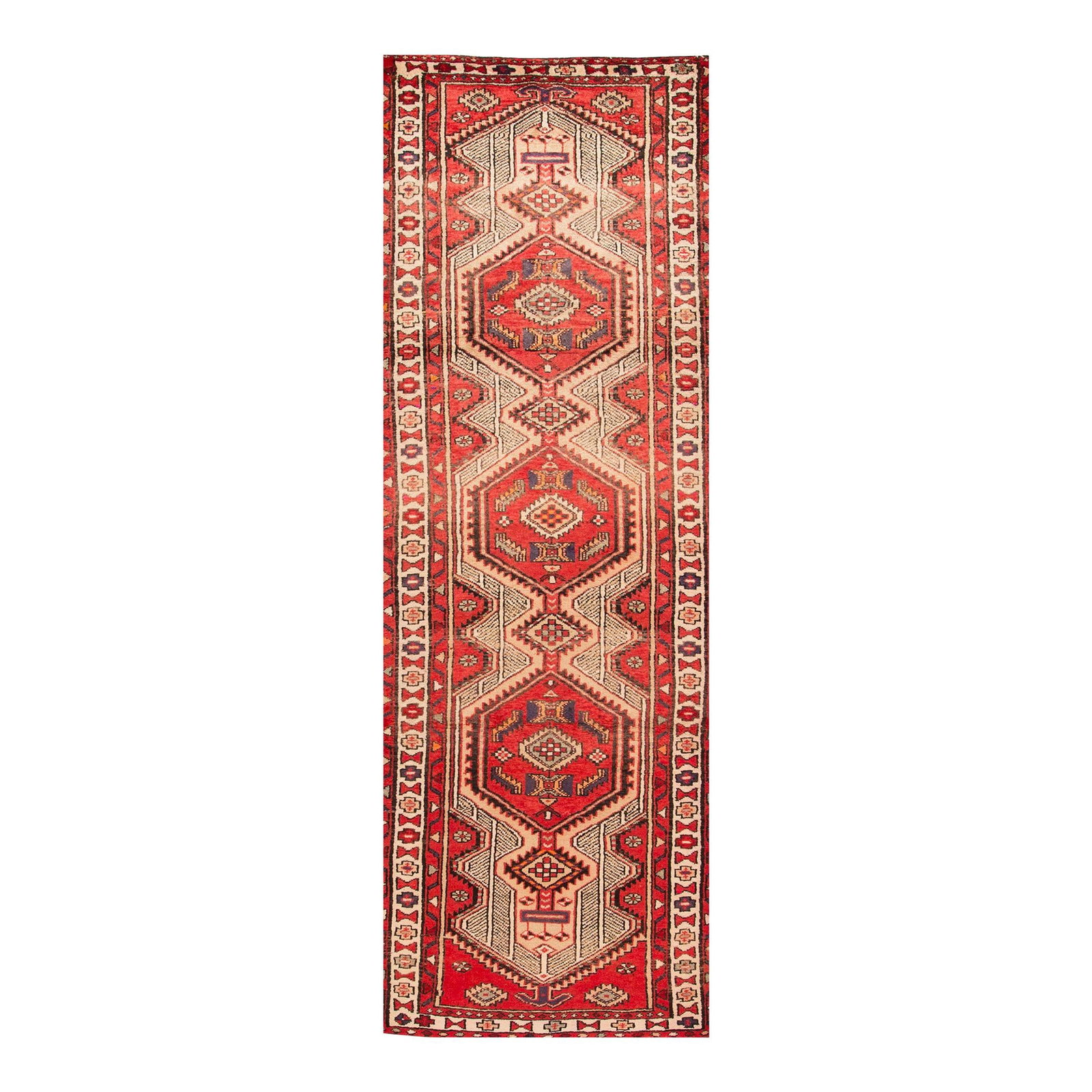 Vintage Persian Heriz Red Medallion Wool Runner 3'1 x 9'10 (1 of 5)