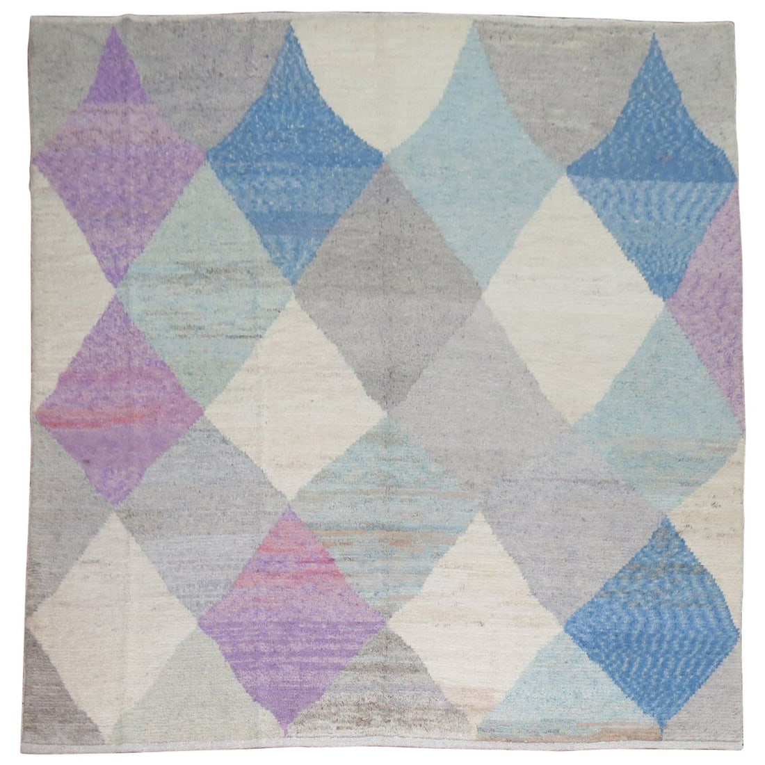 Turkish Wool Tulu Rug 116 x 131 Diamond Motif: Turkish Wool Tulu Rug 116 x 131 Diamond Motif This vintage-inspired Turkish Tulu carpet features a vibrant, large-scale diamond motif and is crafted from wool. Designed in a Mid-Century Modern style, 