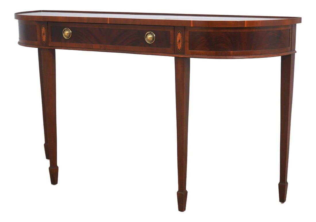 Federal style Hekman mahogany hall table with dovetailed drawer (1 of 10)
